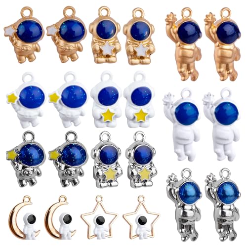 11 Paar Astronaut Mond Stern Ohrringe, Astronauten Ohrstecker, Astronauten-Ohrringe mit Öltropfen-Legierung, Planet Asymmetrisch Anhänger Ohrringe, Ohrringe Pack Geschenke für Damen von Hudiepan