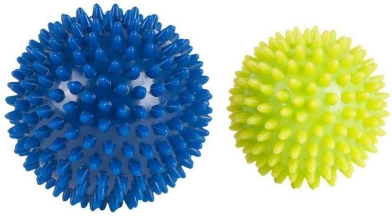 Hudora Massageball Fitness Massage-Ball Noppen 2 St. Reha Sport Gymnastikball lemon/blau 75mm/90mm, 2-tlg., Massageball, Massage von Hudora