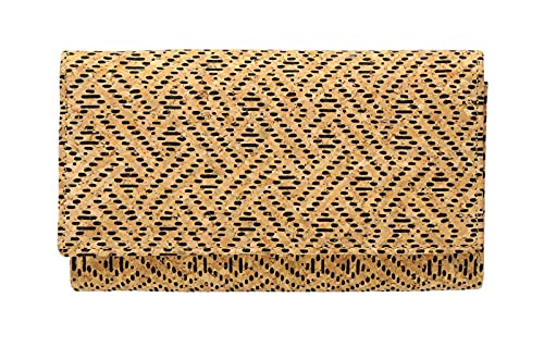 Damen Designer Hudson & James Kork Vegan RFID Blockieren Schild Compact Kartenhalter b枚rse Multi Card Frauen Clutch Wallet mit Handyfach, Kork mit schwarzem Muster, M, von Hudson & James