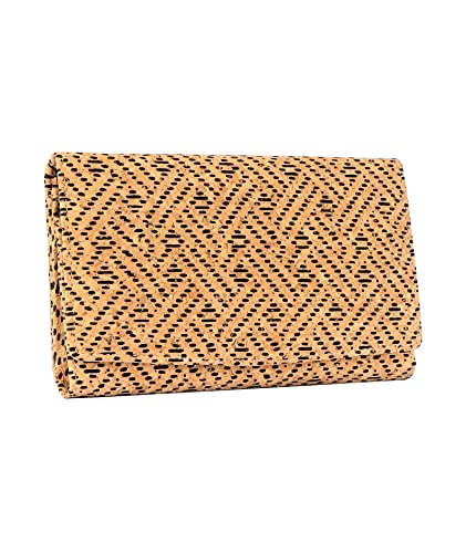 Hudson & James Damen Kork Vegan RFID Blocking Card Holder Wallet Wallet Card Women Wallet, Kork mit schwarzem Muster, M, Zeitgenössisch von Hudson & James