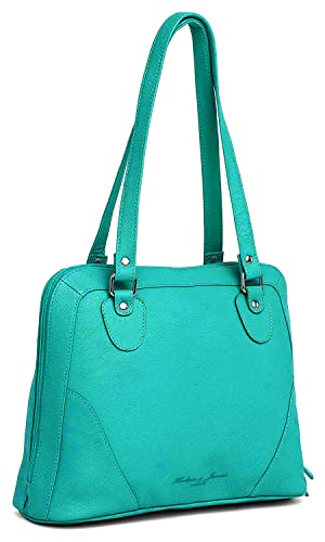 Designer-Handtasche, echtes Nappaleder, handgefertigt, für Damen, Reisen, Alltag, Arbeit, iPad, Schultertasche, Handtasche, türkis, Medium von Hudson & James