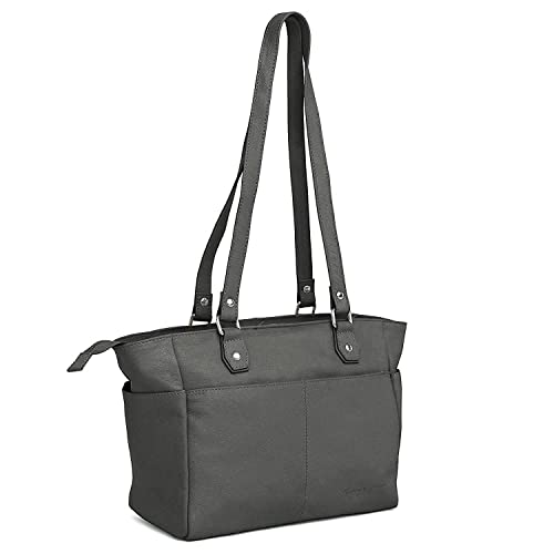 Designer-Umhängetasche aus echtem Nappaleder, handgefertigt, für Damen, für den Alltag, Crossover, Arbeit, iPad, Schultertasche, Handtasche, grau, Medium von Hudson & James