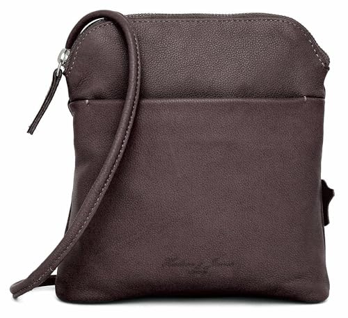 Hudson & James Designer-Umhängetasche aus echtem Leder für Damen, für den Alltag, Crossover, Cross-Body, Arbeit, iPad, Schultertasche, dunkelbraun, M von Hudson & James