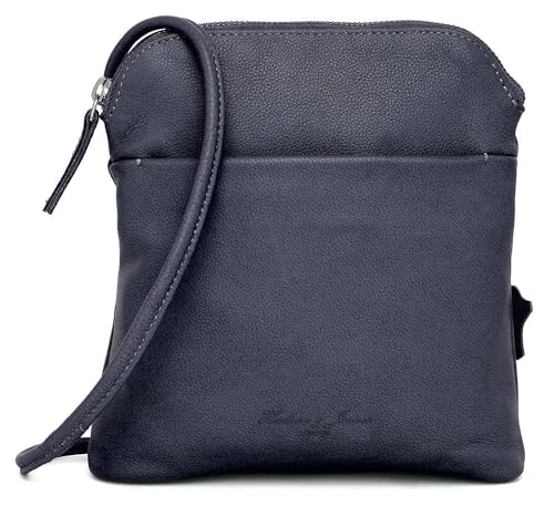 Hudson & James Designer-Umhängetasche aus echtem Leder für Damen, für den Alltag, Crossover, Cross-Body, Arbeit, iPad, Schultertasche, marineblau, M von Hudson & James