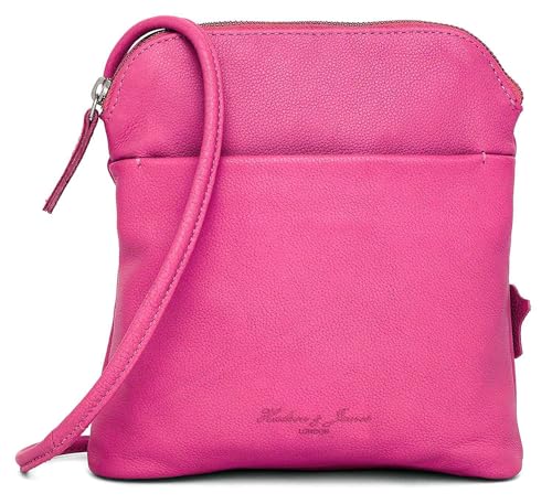 Hudson & James Designer-Umhängetasche aus echtem Leder für Damen, für den Alltag, Crossover, Cross-Body, Arbeit, iPad, Schultertasche, rose, M von Hudson & James