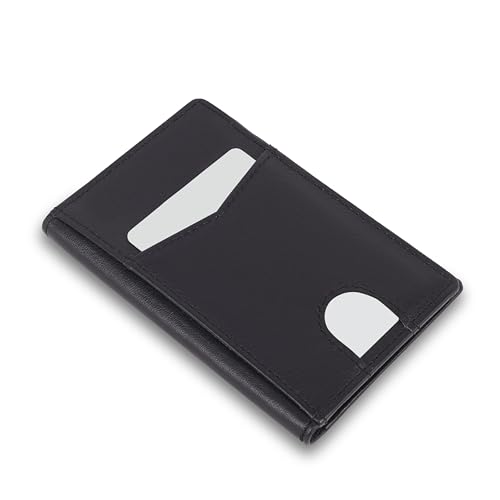 Hudson & James Herren Slim Leder RFID Blocking Kreditkartenetui Geldbörsen Minimalistisch 10 Fächer für Bankkarten oder Geldscheine, Schwarz , M, Zeitgenössisch von Hudson & James