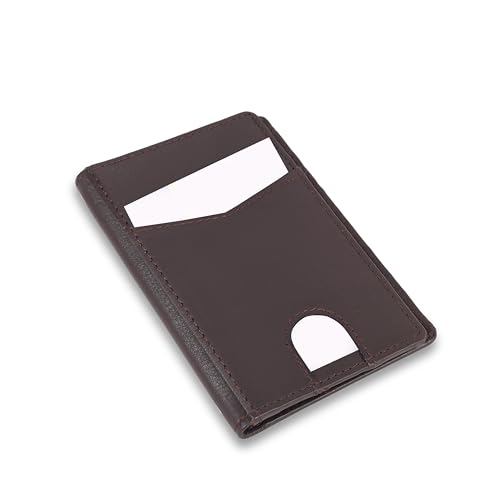 Hudson & James Herren Slim Leder RFID Blocking Kreditkartenetui Geldbörsen Minimalistisch 10 Fächer für Bankkarten oder Geldscheine, braun, M, Zeitgenössisch von Hudson & James