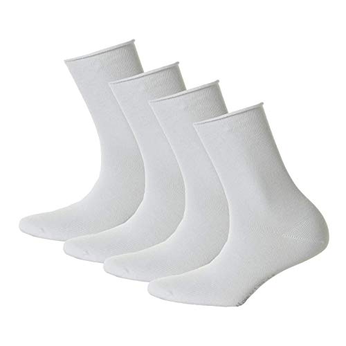 Hudson 4 Paar Damen Socken - Only, Strumpf, Rollrand, Einfarbig (2x 2-Pack) (Weiss (0008), 39-42 (4 Paar)) von Hudson