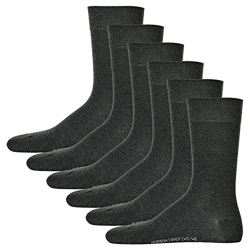 Hudson 6 Paar Herren Socken - Only, Strumpf, Komfortbund, Einfarbig (3x 2-Pack) (Grau Melange (0550), 39-42 (6 Paar)) von Hudson