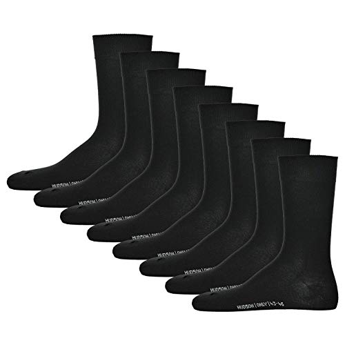 Hudson 8 Paar Herren Socken - Only, Strumpf, Komfortbund, Einfarbig (4x 2-Pack) (Schwarz (0005), 43-46 (8 Paar)) von Hudson