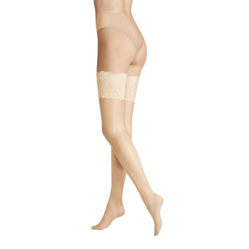 Hudson Damen Halterlose Strümpfe Glamour 20 Doppelsilikonstreifen 20 DEN Ivory 0789 S von Hudson