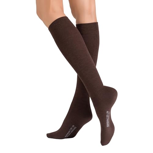 Hudson Damen Kniestrümpfe Relax Woolmix Clima druckfreier Bund Brownmel. 0763 35/38 von Hudson