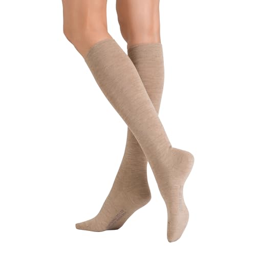 Hudson Damen Kniestrümpfe Relax Woolmix Clima druckfreier Bund Beigemel. 0723 39-42 von Hudson