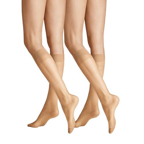 Hudson Damen Kniestrümpfe Simply Shine 15 2-Pack druckfreier Bund Skin 0014 39-42 von Hudson