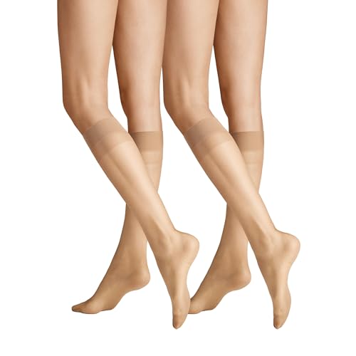 Hudson Damen Kniestrümpfe Simply Shine 15 2-Pack druckfreier Bund Teint 0010 39-42 von Hudson