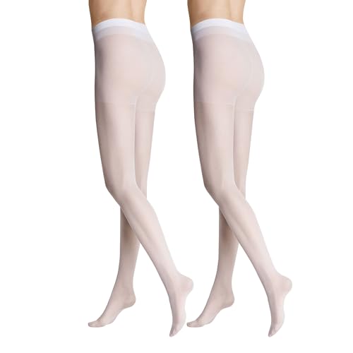 Hudson Damen Matt Fein Strumpfhose, 002502 Lilly Put 20, 2Pack, Gr. 42/44, Weiß (White 0008) von Hudson