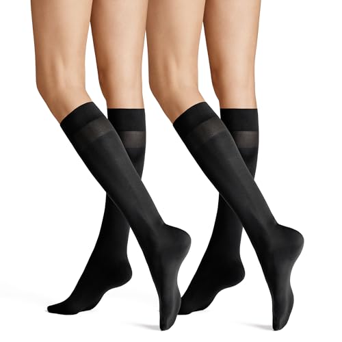 Hudson Damen Kniestrümpfe Simply 40 2-Pack druckfreier Bund Black 0005 35-38 von Hudson