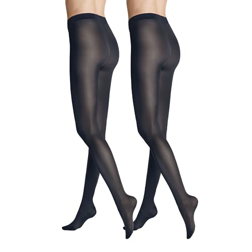 Hudson Damen Strumpfhosen Simply 40 2-Pack semi-blickdicht matt Marine 0337 42-44 von Hudson