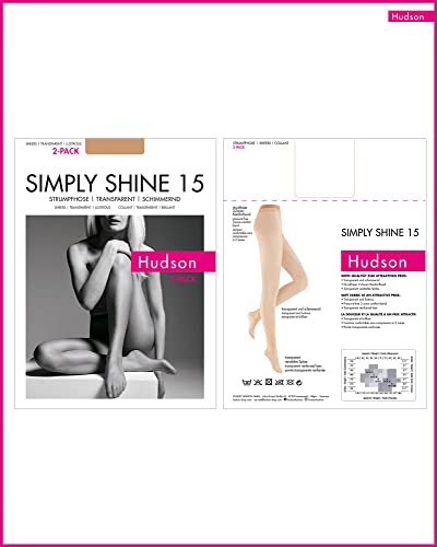 Hudson Damen Simply Shine 15 2-Pack transparent schimmernd Strumpfhose, 15 DEN, Black, 44/46 (2er Pack) von Hudson