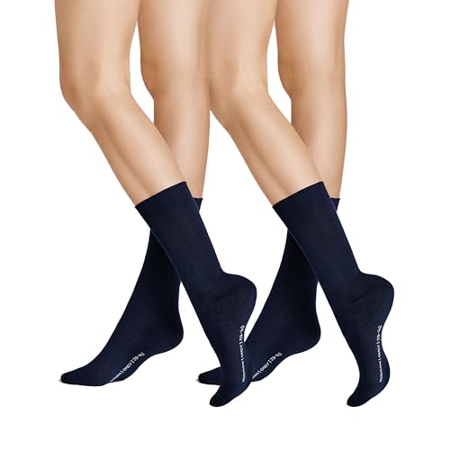 Hudson Damen Only 2-pack Druckfreier Bund Socken, Marine 0335, 39-42 EU von Hudson