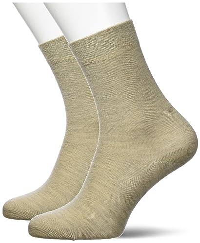 Hudson Damen Socken 025995 ONLY 2-PACK, Strick, 39/42, beigemel., Beige, Socke im Doppelpack, 2-Pack, verstärkte Spitze und Ferse, Schurwolle von Hudson