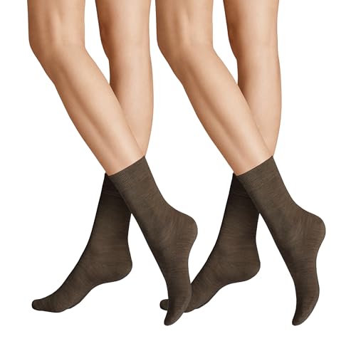 Hudson Damen Socken Only 2-Pack druckfreier Bund Brownmel. 39-42 von Hudson