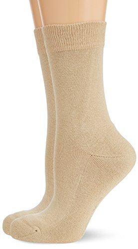 Hudson Damen Socken mit Plüschsohle, 025038 Only Plush, 2er Pack, Gr. 35/38, Beige (Sisal 0783) von KUNERT