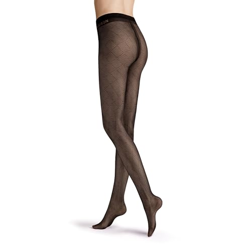 Hudson Damen Strumpfhose Check Fashion 40 DEN Black 44-46 von Hudson