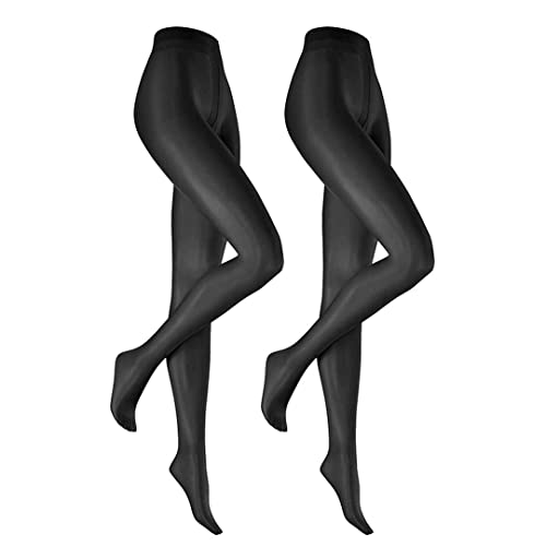 Hudson Damen Strumpfhosen Simply Shine 15 2-Pack transparent schimmernd Black 0005 40-42 von Hudson