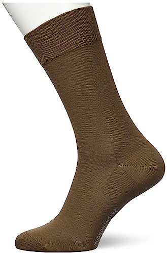 Hudson Herren Socke 004400 RELAX COTTON, RELAX, Strick, 43/44, wood, Braun, Baumwollsocken für Männer, ohne Gummi, druckfreier RELAX-Komfortbund, sehr hoher Baumwollanteil von Hudson