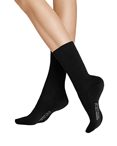 Hudson 8 Paar Damen Socken, Relax Cotton Strumpf, Komfortbund, uni (8x 1 Paar) (Schwarz (0005), 39-42 (8 Paar)) von Hudson