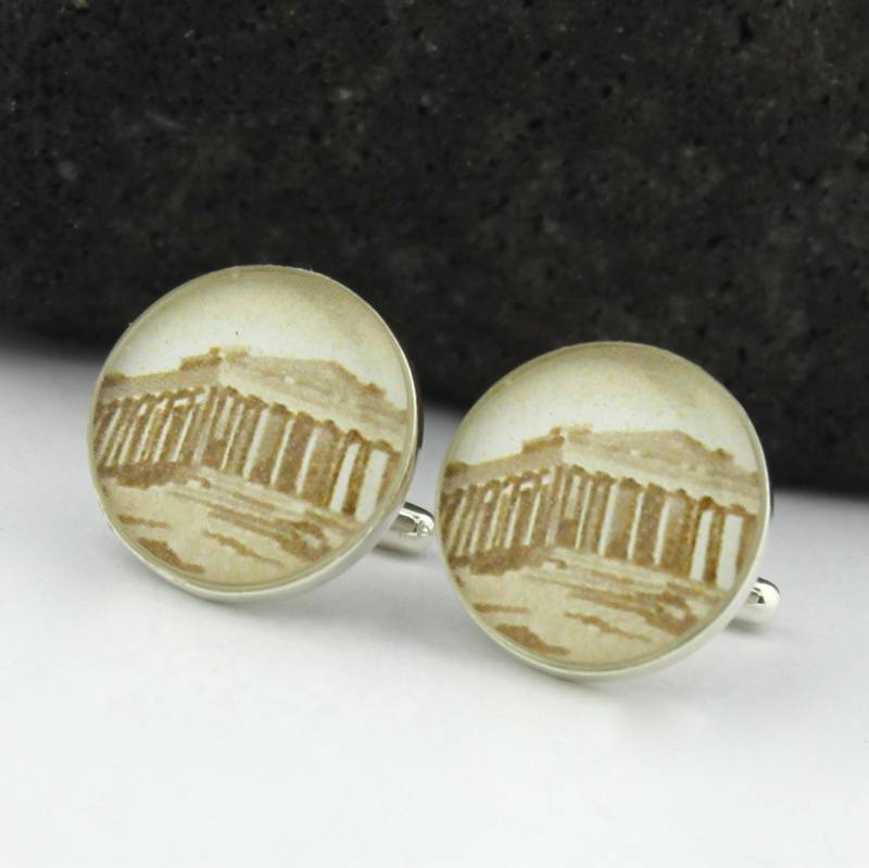 Parthenon Silber Manschettenknöpfe Für Männer. Einzigartige Aus Sterling Silber, Nach Vorlage Alter Briefmarken. Männer Und Frauen von HudsonBlueArtisans