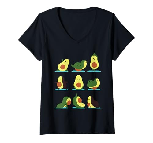 Damen Avocado Yoga Minimal T-Shirt mit V-Ausschnitt von Huebucket