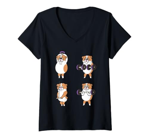 Damen English Bulldog Arm Workout T-Shirt mit V-Ausschnitt Damen English Bulldog Arm Workout T-Shirt mit V-Ausschnitt von Huebucket