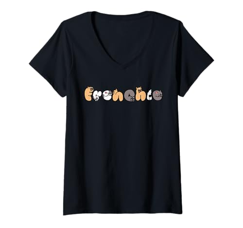 Damen Frenchie T-Shirt mit V-Ausschnitt von Huebucket