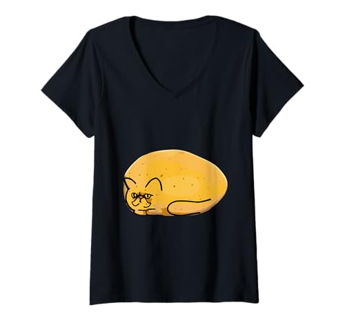 Damen Potato Exotic Shorthair T-Shirt mit V-Ausschnitt von Huebucket