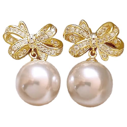 Huehkir Perlen Steckerohrringe | Vintage Silber Anhänger Ohrringe | Modischer Damenschmuck Für Alltag, Festlichkeiten & Reisen Hochzeit von Huehkir