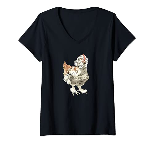 Damen Deutsches Lachshuhn Hühner Huhn Ei Züchter Geschenk T-Shirt mit V-Ausschnitt Damen Deutsches Lachshuhn Hühner Huhn Ei Züchter Geschenk T-Shirt mit V-Ausschnitt von Hühner Besitzer Outfits