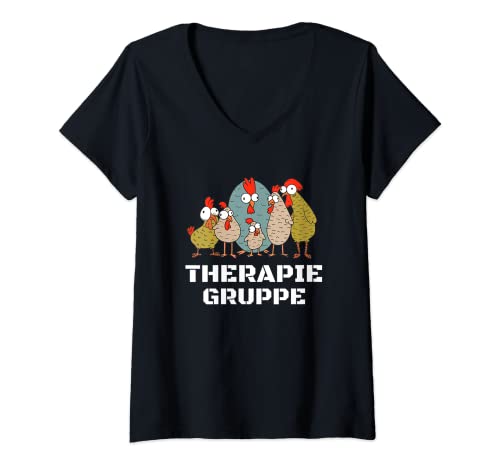 Damen Therapiegruppe: Mädelsabend, Hühnerhalter & Hühnerflüsterer T-Shirt mit V-Ausschnitt Damen Therapiegruppe: Mädelsabend, Hühnerhalter & Hühnerflüsterer T-Shirt mit V-Ausschnitt von Hühner Flüsterer Geschenkidee für verrückte Hühner