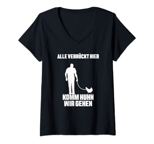 Damen Alle verrückt hier Komm Huhn Wir gehen Bauer Landwirt Hühner T-Shirt mit V-Ausschnitt Damen Alle verrückt hier Komm Huhn Wir gehen Bauer Landwirt Hühner T-Shirt mit V-Ausschnitt von Hühner Hühnerzüchter Hühnerhalter Geschenke
