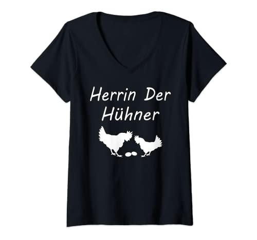 Damen Herrin Der Hühner Lustige Sprüche Hühnerhalter T-Shirt mit V-Ausschnitt Damen Herrin Der Hühner Lustige Sprüche Hühnerhalter T-Shirt mit V-Ausschnitt von Hühner Huhn Hühnerstall Bauernhof Küken Geschenke