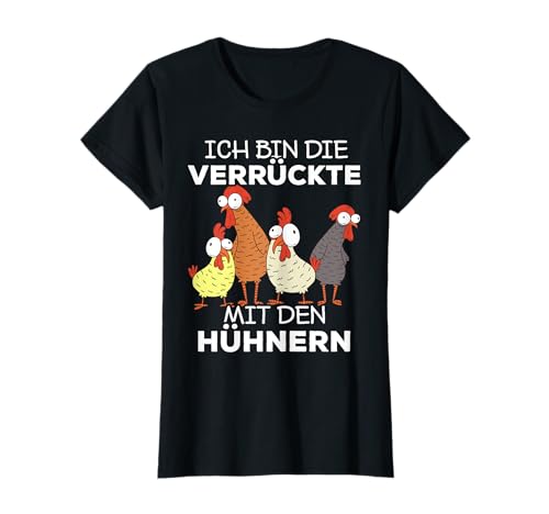 Hühner Liebhaber Geschenke Für Frauen Ich bin die Verrückte mit den Hühnern Damen Cartoon-Hen T-Shirt Schwarz S Hühner Liebhaber Geschenke Für Frauen Ich bin die Verrückte mit den Hühnern Damen Cartoon-Hen T-Shirt Schwarz S von Hühner Liebhaber Geschenke Für Frauen