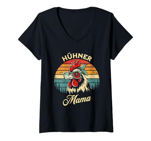 Damen Hühnermama, Hühnermotiv mit Spruch Lustig, Retro Hühner Mama T-Shirt mit V-Ausschnitt Damen Hühnermama, Hühnermotiv mit Spruch Lustig, Retro Hühner Mama T-Shirt mit V-Ausschnitt von Hühner Zubehör & Hühnergeschenke Männer Damen