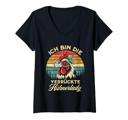 Damen Verrückte Hühnerlady, Huhn, Landwirtin, Lustiges Hühner Lady T-Shirt mit V-Ausschnitt Damen Verrückte Hühnerlady, Huhn, Landwirtin, Lustiges Hühner Lady T-Shirt mit V-Ausschnitt von Hühner Zubehör & Hühnergeschenke Männer Damen