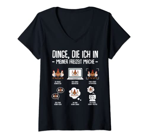 Damen Hühner Hahn Züchter Bauer Landwirt Hühnerzüchter Bauernhof T-Shirt mit V-Ausschnitt Damen Hühner Hahn Züchter Bauer Landwirt Hühnerzüchter Bauernhof T-Shirt mit V-Ausschnitt von Hühner Züchter Bauer Landwirt Bauernhof Design