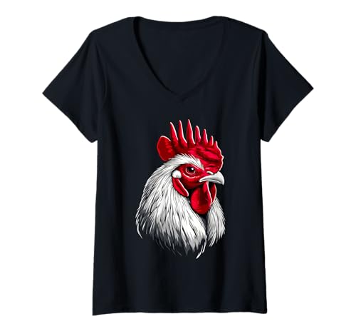 Damen Hahn Chicken Daddy Vater Hühnerstall Bauer Landwirt Hühner T-Shirt mit V-Ausschnitt Damen Hahn Chicken Daddy Vater Hühnerstall Bauer Landwirt Hühner T-Shirt mit V-Ausschnitt von Hühner & Hahn Dad Hühnerliebhaber Geflügelzüchter