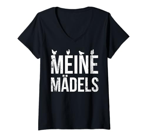 Damen Meine Mädels, Hühner T-Shirt mit V-Ausschnitt Damen Meine Mädels, Hühner T-Shirt mit V-Ausschnitt von Hühner und Hahn Geflügel Designs für Landwirte