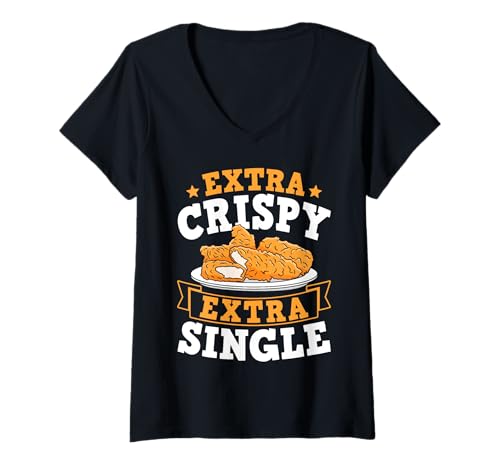 Damen Extra Crispy Extra Single Chicken Tender T-Shirt mit V-Ausschnitt Damen Extra Crispy Extra Single Chicken Tender T-Shirt mit V-Ausschnitt von Hühnerbauer Design Idee Landwirt
