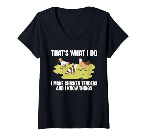Damen Thats What I Do I Make Chicken Tender T-Shirt mit V-Ausschnitt von Hühnerbauer Design Idee Landwirt