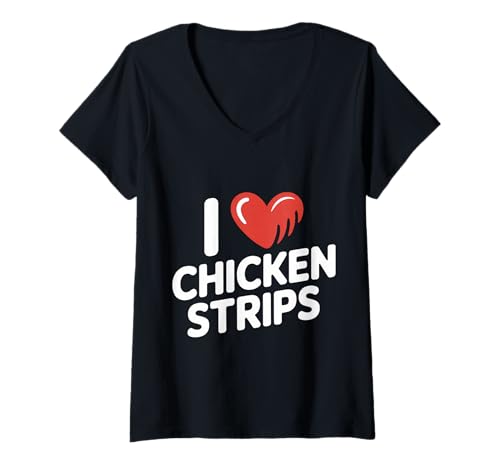 Damen I Love Chicken Strips Fried Food Comfort Cravings |- T-Shirt mit V-Ausschnitt Damen I Love Chicken Strips Fried Food Comfort Cravings |- T-Shirt mit V-Ausschnitt von Hühnerfutterkomfort